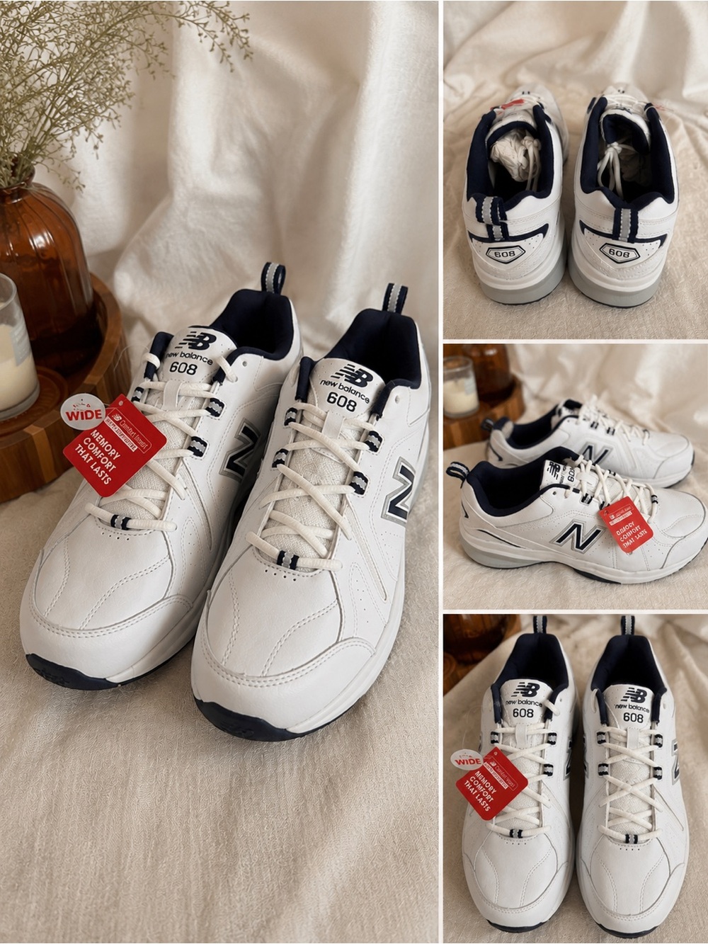 New Balance 608 Extra Wide White/ Navy Athletic Shoes